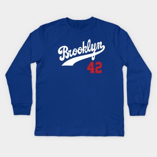 Brooklyn 42, Baseball themed design Kids Long Sleeve T-Shirt